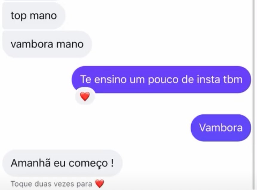 Conversa no direct: top mano, vambora mano, amanhã eu começo