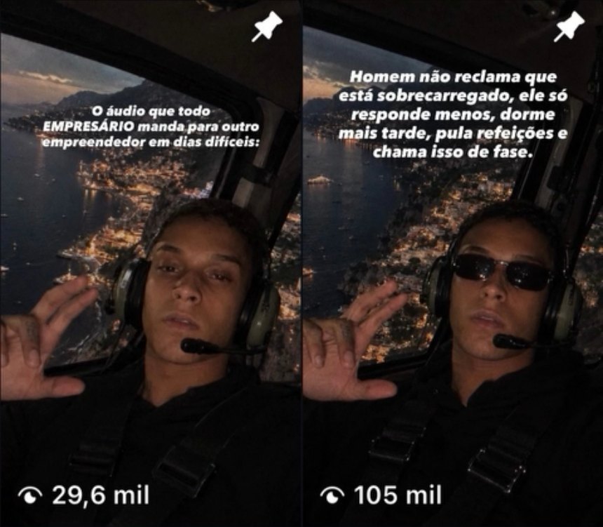 Dois reels do perfil com 29,6 mil e 105 mil visualizações
